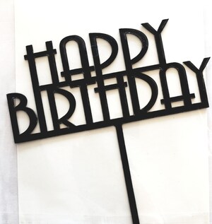 Black 'Happy Birthday' Pick Insert